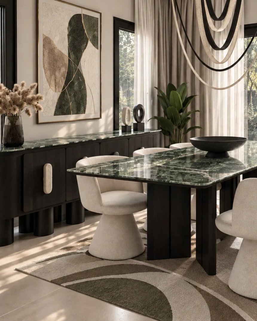 The Emerald Table — Credenza and artwork