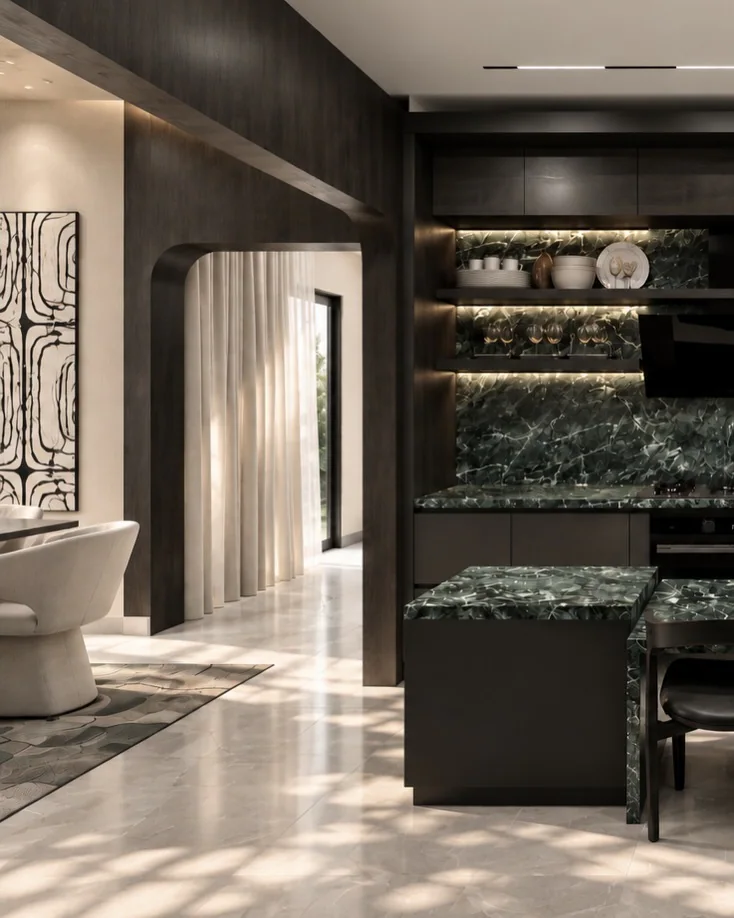 The Emerald Table — Kitchen wall